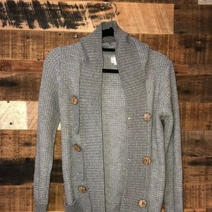 Large Hooded Grey Knit Sweater